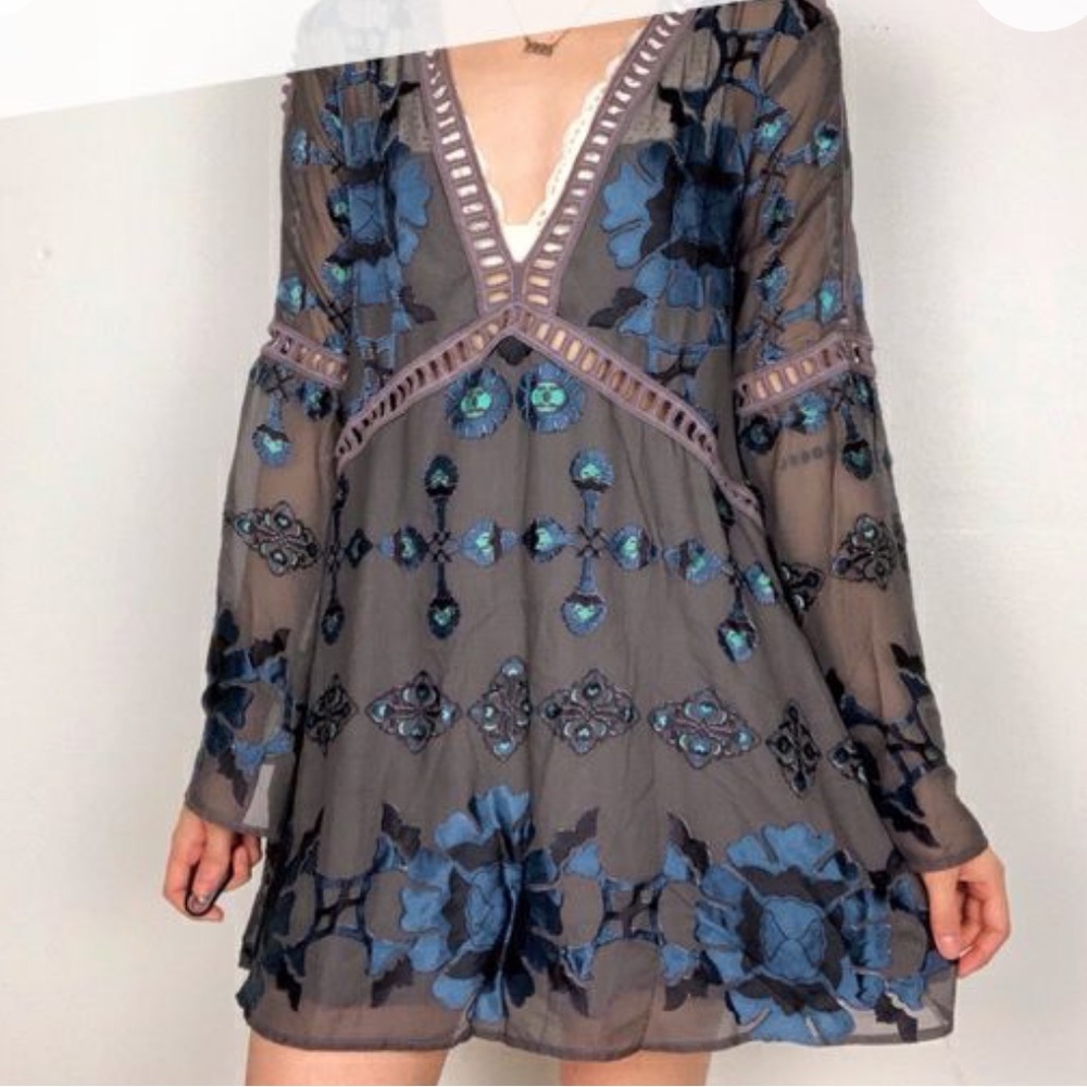 For Love and Lemons Barcelona Charcoal Babydoll Dress
